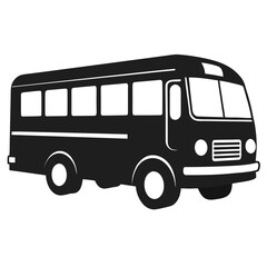 Solid black silhouette of a bus with white outline