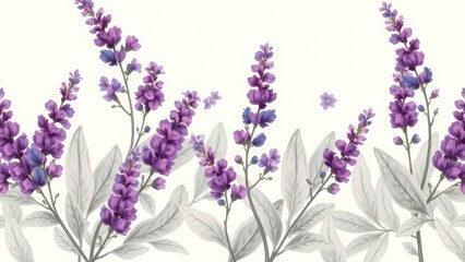 Naklejka premium Botanical lavender ornament with elegant sprigs