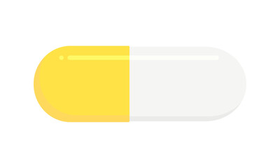 黄色と白のカプセルのイラスト- シンプルポップな薬やサプリメント･ドラッグ、医療や治療のイメージ