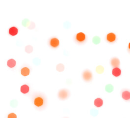 Colorful shiny glowing bokeh light overlay effect on transparent background design element