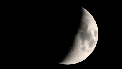 Close up view of the moon showing its craters and surface details against a black background at night