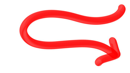 Unique Curved Arrow Red Icon PNG Modern Vector Artistic Bold Graphic Design Transparent Background Stylish Isolated Symbol