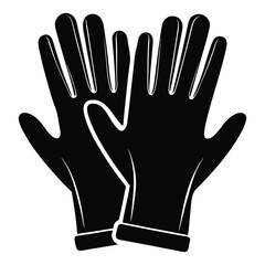 Obraz premium Monochrome Vector Illustration of Two Stylish Gloves Depicting Fashion and Protection Handwear with Outlined and Filled Silhouettes on White Backdrop