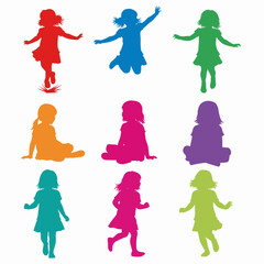 silhouettes of children