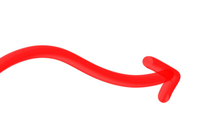 Artistic Curved Arrow Red Icon PNG Abstract Isolated Modern Stylish Symbol on Transparent Background Graphic Design