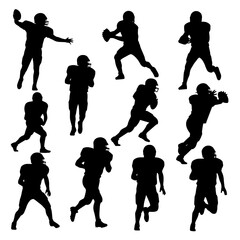 American football player silhouette set vector	