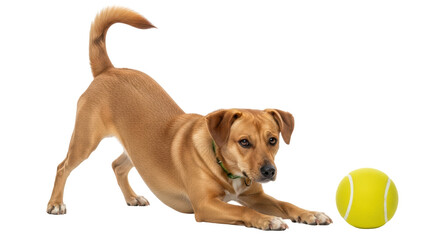Isolated Dog Playing Ball