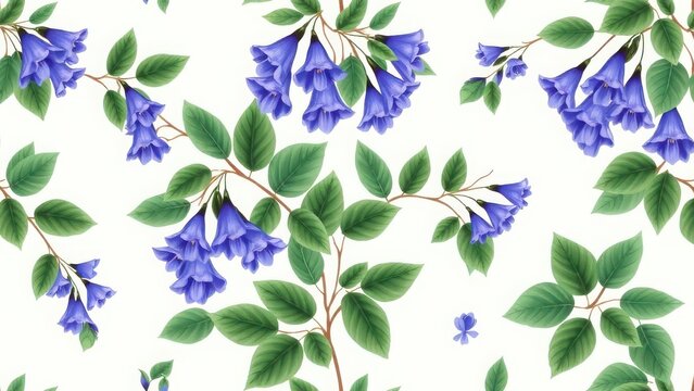 Decorative bellflower motif with leafy stems