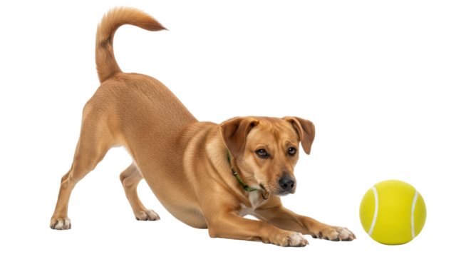 Isolated Dog Playing Ball