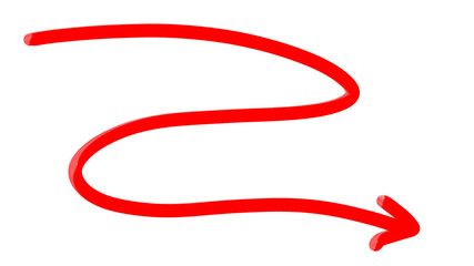 Fototapeta premium Digital Red Curved Arrow Icon PNG Artistic Stylish Modern Bold Isolated Design Unique Vector Symbol Glossy Graphic Shape