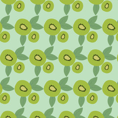 "Seamless Kiwi Fruit Pattern - Tropical and Healthy Food Digital Design"
