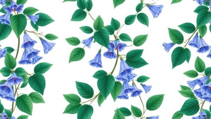 Obraz premium Hand drawn bellflower ornament with foliage