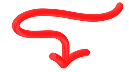 Elegant Curved Arrow Red Icon Isolated PNG Modern Artistic Vector Dynamic Symbol Stylish Transparent Background Graphic Design