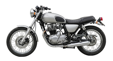 Isolated Silver Motorcycle on White Background