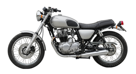 Isolated Silver Motorcycle on White Background