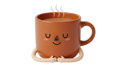 Isolated Coffee Cup Character with Smile