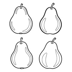 Black and White Pear Sketches Displaying Various Groupings and Designs	