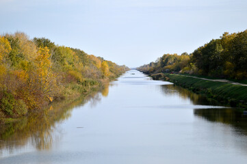 colorful autumn in rural village Backi Petrovac in Vojvodina province