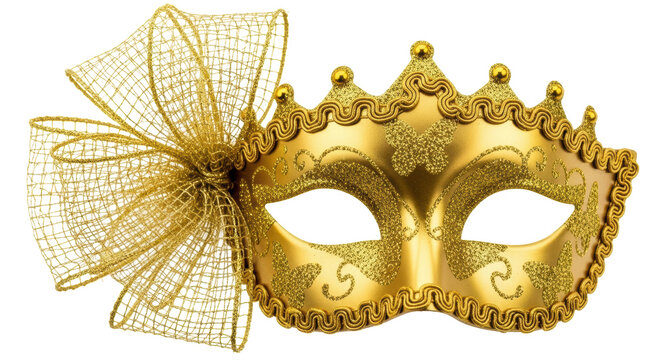 Isolated Golden Masquerade Mask