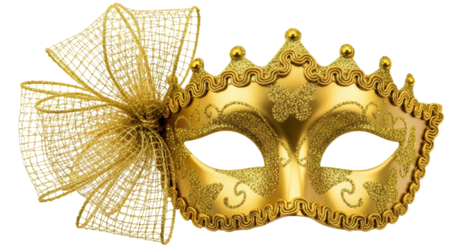 Isolated Golden Masquerade Mask