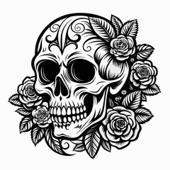 skull with flowers