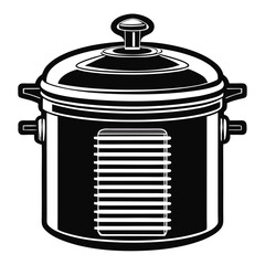 Vector Illustration of a Cooking Pot with a Lid and Two Handles for Home Kitchens 