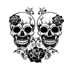 skull with flowers
