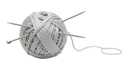 Isolated Ball of Yarn with Knitting Needles