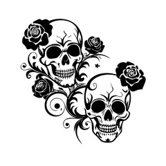 skull with flowers