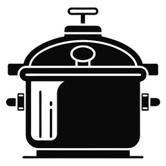Vector Illustration of a Cooking Pot with a Lid and Two Handles for Home Kitchens 