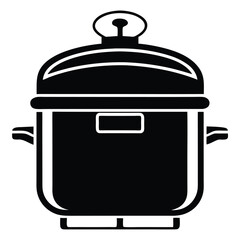Vector Illustration of a Cooking Pot with a Lid and Two Handles for Home Kitchens 
