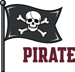Jolly roger pirate flag skull and crossbones nautical adventure symbol vector