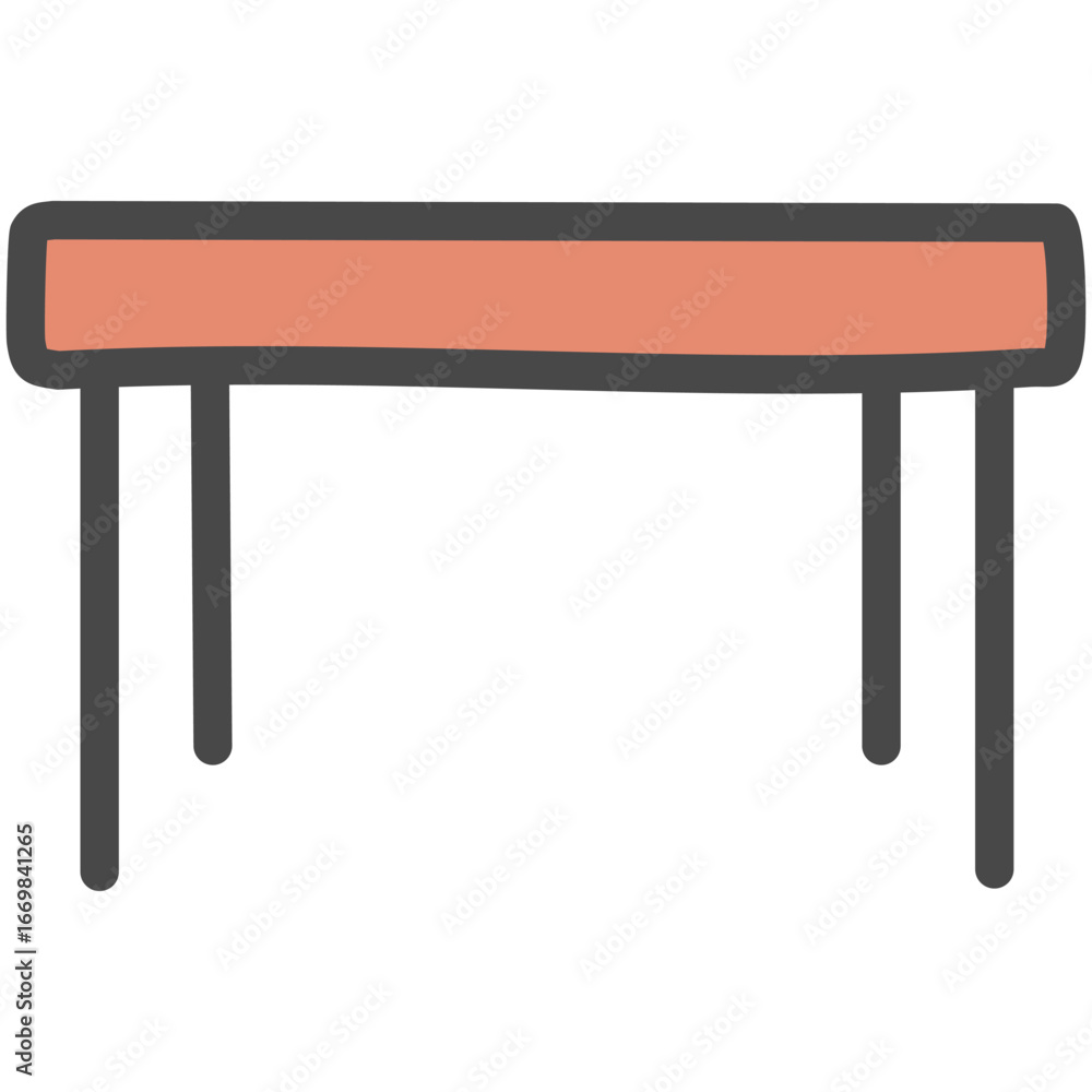 Poster a vibrant and simple vector icon of a colorful table, representing a fun and playful approach to hom