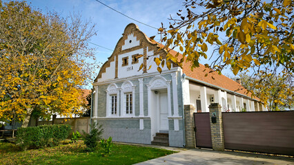 colorful autumn in rural village Backi Petrovac in Vojvodina province