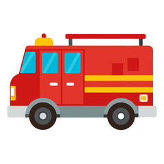 Minimal clean color vector illustration of a fire truck