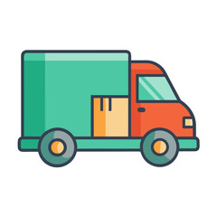 Minimalist color vector illustration of a delivery truck