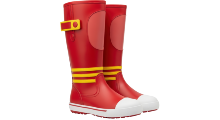 Isolated Red Rubber Boots