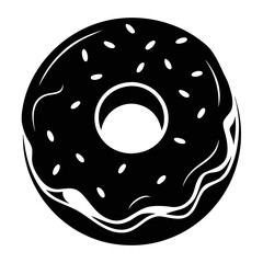 Donut vector clean black silhouette design white background