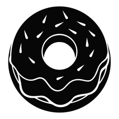 Donut vector clean black silhouette design white background