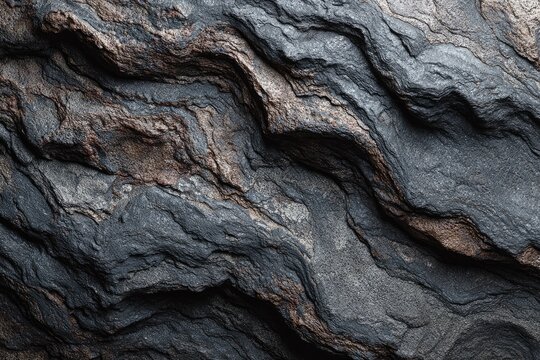 Close-up of dark, textured rock face