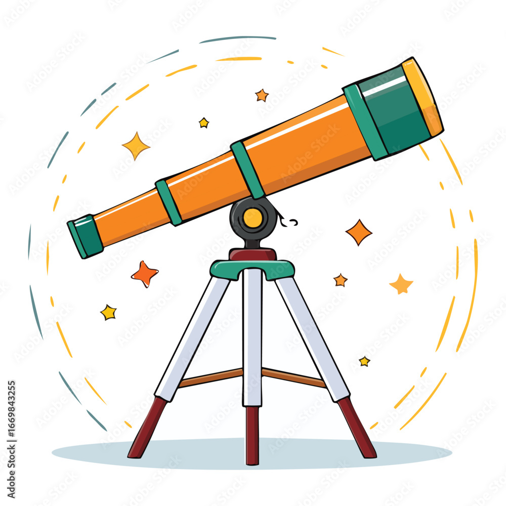 Poster a sleek and professional vector icon of a telescope, designed for a variety of digital and print app