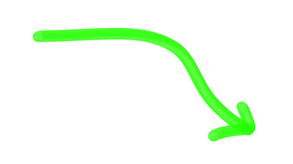 Glossy Curved Arrow Green Icon Graphic Design on Transparent Background PNG Modern Artistic Isolated Symbol Unique Vector