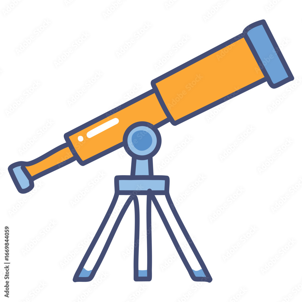 Poster a professional and clean vector icon of a telescope, conveying a sense of a high-tech device for a d