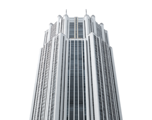 Modern Skyscraper Architecture Against Black Sky isolated on a transparent background