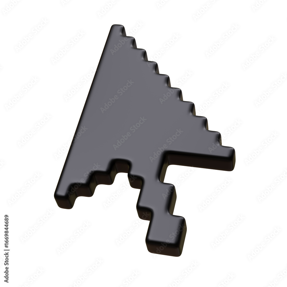 Poster mouse cursor black pixelated arrow isolated on white, transparent. computer click pointer icon