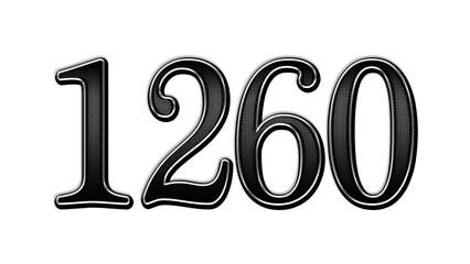 black metal 3d design of number 1260 on white background.