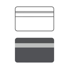 Two credit card icons, one outlined and one solid, representing payment methods.