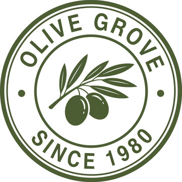 Olive grove since 1980 emblem vintage style natural organic product emblem vector