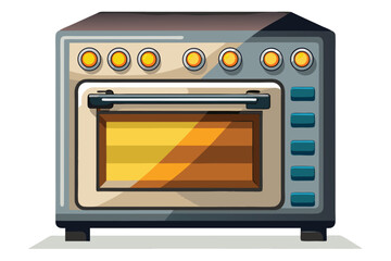 Obraz premium Retro Kitchen Appliance A Cartoon Oven with Knobs and a Display Adding Nostalgia to Culinary Concepts