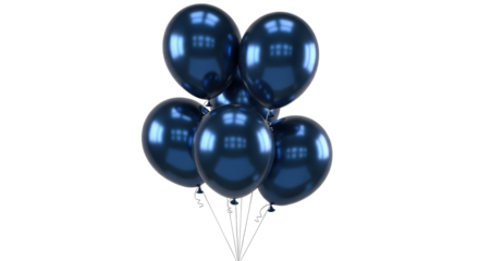 Isolated Bunch of Metallic Blue Balloons